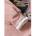 Cartoon Print Stitching Hem Teddy Round Neck Casual Cute Sweatshirt