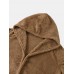 Women Plush Coat Open Front Side Pockets Casual Hooded Sweatshirt