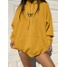 Women Hood Puff Sleeve Loose Butterfly Embroidery Printed Hoodie