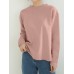 Women Long Sleeve Loose Solid Side Fork High Low Casual Pullover Sweatshirt