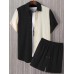 Mens Jacquard Two Tone Patchwork Cotton Two Pieces Outfits