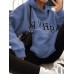 Women Letter Printing Velvets Kangaroo Pocket Cross  Border Warm Long  Sleeved Hooded Sweater