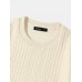 Mens Cable Knit Applique Crew Neck Daily Pullover Sweatshirts