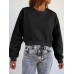 Women Thick Solid Puff Sleeve Solid Color O  Neck Full Sleeve Pullover Sweatshirt