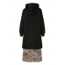 Women Hooded Leopard Printed Contrast Color Faux two  piece Patchwork Sweatshirt Dress