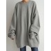 Women Puff Sleeve Crew Neck Solid Color Hem Long Sleeve Sweatshirts