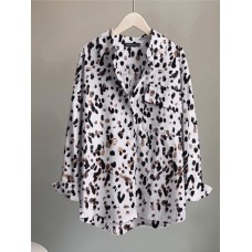 Leopard Pocket Button Long Sleeve Shirt