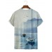 Art Hand Painted Watercolor Boat Short Sleeve T-Shirt