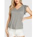 YOINS BASICS Grey V  neck Cap Sleeves Tank Top