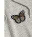 Women Hood Puff Sleeve Loose Butterfly Embroidery Printed Hoodie