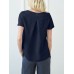 Cotton Solid Ruched Short Sleeve Round Neck Casual Blouse