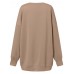 Women Puff Sleeve Crew Neck Solid Color Hem Long Sleeve Sweatshirts