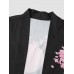 Mens Cherry Blossoms Letter Print Kimono Loose Two Pieces Outfits