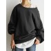 Women Puff Sleeve Solid Thick O  Neck Preppy Homely Sweatshirt