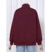 Women Rhombic Turtleneck Thic Full Sleeve Spliced Irregular Hem Pullover Sweatshirt