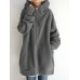 Women Hooded Fleece Long Loose Cap Rope Casual Sweatshirt with Side Pockets