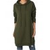 Women Solid Color Casual Long Sleeve Drawstring Side Pocket Hooded Sweatshirt