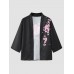 Mens Cherry Blossoms Letter Print Kimono Loose Two Pieces Outfits