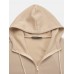 Women Hooded Fleece Long Loose Cap Rope Casual Sweatshirt with Side Pockets