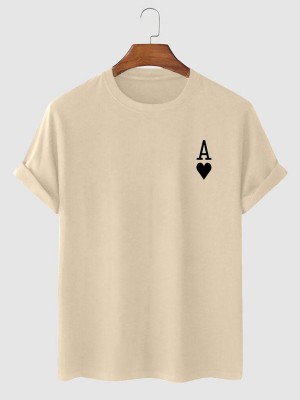 Men's Casual Playing Card Heart A Short Sleeve T-Shirt