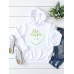 Women Smile Face Letter Print Pouch Pocket Casual Long Sleeve Hoodies