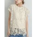 Lace Hollow Short Sleeve Crew Neck Two Pieces Blouse