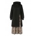 Women Hooded Leopard Printed Contrast Color Faux two  piece Patchwork Sweatshirt Dress