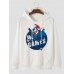 Men Skiing Olympics Figure Print Kangaroo Pocket Casual Hooded Sweatshirt