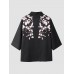 Mens Floral Print Open Front Kimono Loose Two Pieces Outfits