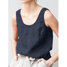 Solid Sleeveless U  neck Casual Tank Top For Women