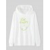 Women Smile Face Letter Print Pouch Pocket Casual Long Sleeve Hoodies