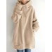 Women Hooded Fleece Long Loose Cap Rope Casual Sweatshirt with Side Pockets