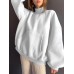 Women Solid Loose Casual Thick Sweatshirts with Kangaroo Pockets