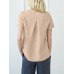 Cotton Solid Ruched Short Sleeve Round Neck Casual Blouse