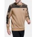 Men Camo Print Patchwork Applique Bodycorn Hem Pullover Sweatshirt