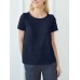 Cotton Solid Ruched Short Sleeve Round Neck Casual Blouse