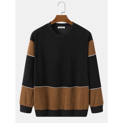 Mens Color Block Contrast Line Detail Long Sleeve Sweatshirts