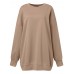 Women Puff Sleeve Crew Neck Solid Color Hem Long Sleeve Sweatshirts