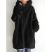 Women Hooded Fleece Long Loose Cap Rope Casual Sweatshirt with Side Pockets