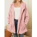 Women Plush Coat Open Front Side Pockets Casual Hooded Sweatshirt