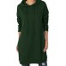 Women Solid Color Casual Long Sleeve Drawstring Side Pocket Hooded Sweatshirt