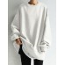 Women Solid Loose Basic All Match Commute Homely Outer Wear Sweatshirt